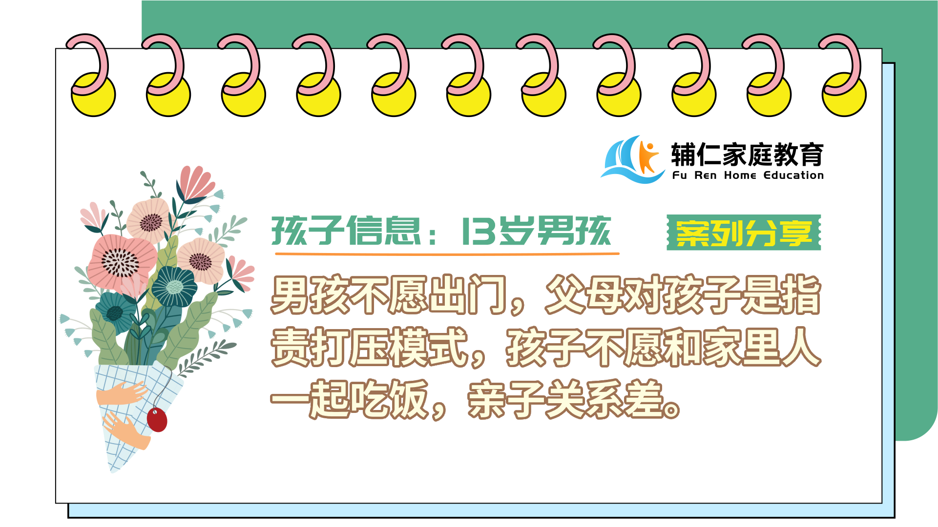 男孩不愿出门，父母对孩子是指责打压模式，孩子不愿和家里人一起吃饭，亲子关系差