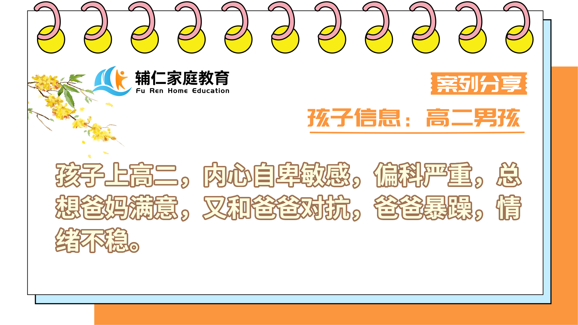 孩子高二，内心自卑敏感，偏科严重，总想爸妈满意，又和爸爸对抗，爸爸暴躁打骂